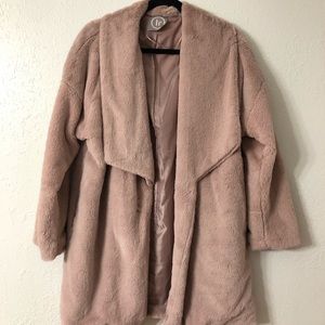 Dusty rose faux fur coat